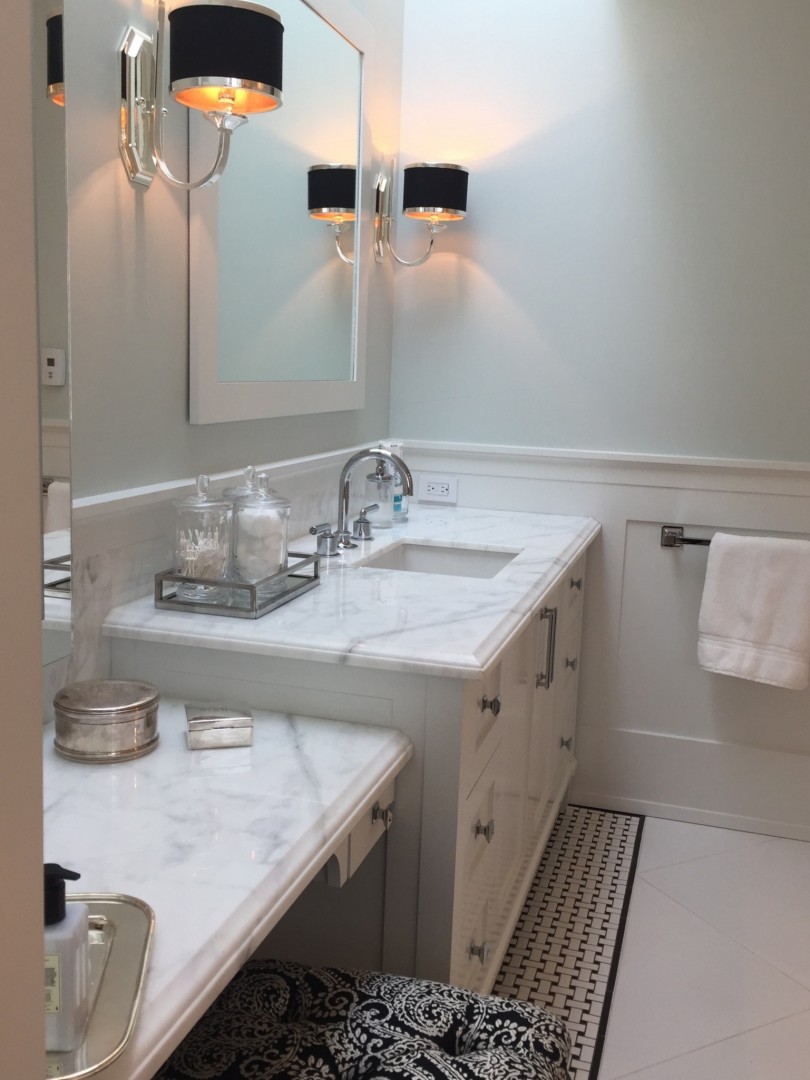 Calcutta Marble Vanity Bathroom Design by Interior Designer Shelley Scales Vancouver BC